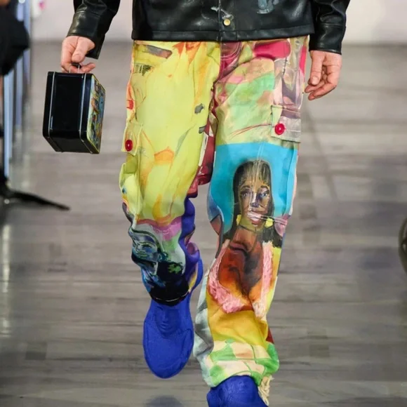 RARE KidSuper “Breathing Life into the Inanimate” Print Silky Cargo Pants - Picture 3 of 16